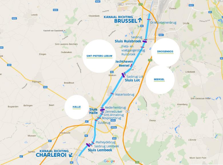 overzichtskaart Kanaal naar Charleroi